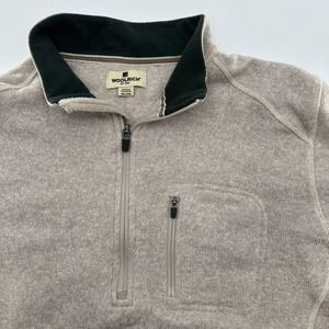 Woolrich‎ Mens XX Large Beige Heathered 1/4 Zip Pocket Fleece Pullover Sweater